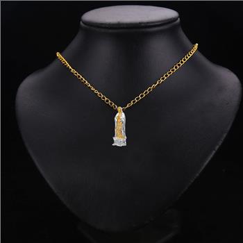 14K Two Tone Gold Guadalupe Pendant