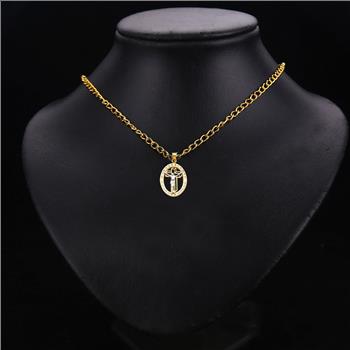 14K Two Tone Cubic zirconia Jesus Pendant