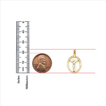 14K Two Tone Cubic zirconia Jesus Pendant