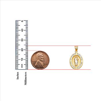 14K Tri Color Gold Cubic zirconia San Judas Medal Pendant