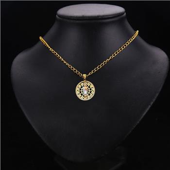 14K Tri Color Gold Cubic zirconia Round St. Jude Thaddeus Pendant