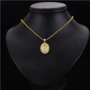 14K Tri Color Gold Cubic zirconia Oval St. Jude Thaddeus Pendant