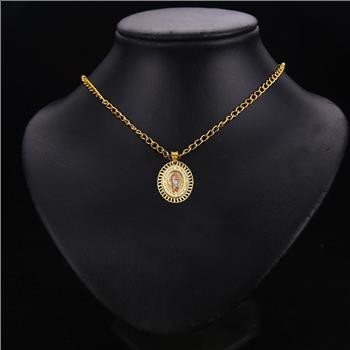 14K Tri Color Gold Cubic zirconia Oval St. Jude Thaddeus Pendant