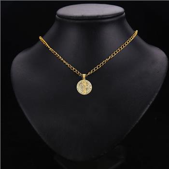 14K Two Tone Cubic zirconia Round St. Jude Thaddeus Pendant
