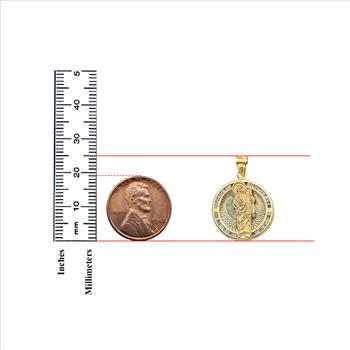 14K Two Tone Cubic zirconia Round St. Jude Thaddeus Pendant