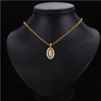 14K Tri Color Gold Cubic zirconia Oval St. Jude Thaddeus Pendant