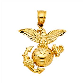 14K Yellow Gold USA Logo Pendant - 25 mm X 18 mm