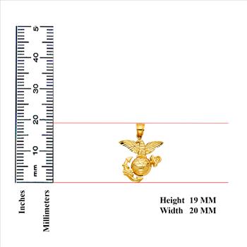 14K Yellow Gold USA Logo Pendant - 25 mm X 18 mm