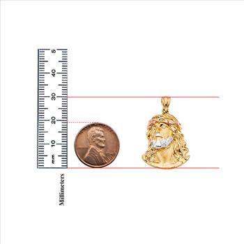 14K Tri Color Gold Jesus Christ Head Pendant