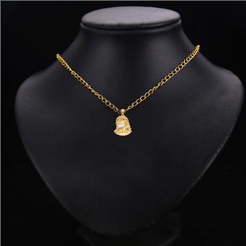 14K Tri Color Gold Jesus Christ Head Pendant