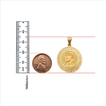 14K Yellow Gold Round Jesus Pendant