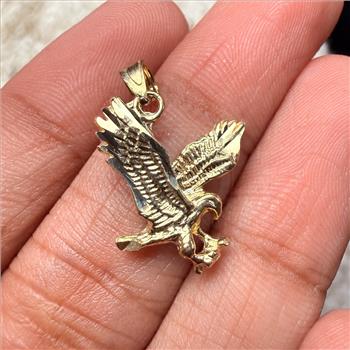 14K Yellow Gold Eagle Pendant With Yellow Gold 0.8mm Box Chain - 16 Inch