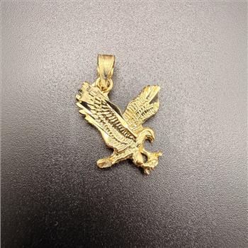 14K Yellow Gold Eagle Pendant With Yellow Gold 0.8mm Box Chain - 20 Inch