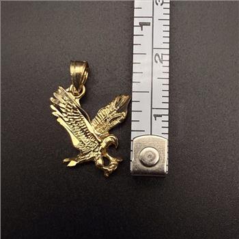 14K Yellow Gold Eagle Pendant With Yellow Gold 0.8mm Box Chain - 20 Inch