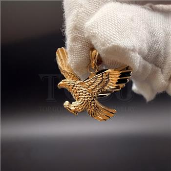 14K Yellow Gold  Eagle Pendant With Yellow Gold  2.7mm Cuban Chain - 16  Inch