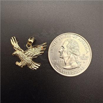14K Yellow Gold Eagle Pendant With Yellow Gold 2.7mm Cuban Chain - 20 Inch