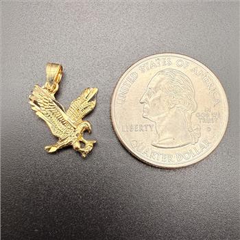 14K Yellow Gold Eagle Pendant With Yellow Gold 0.8mm Box Chain - 24 Inch