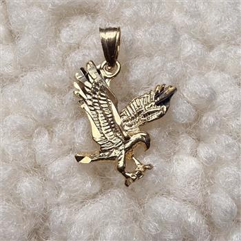 14K Yellow Gold Eagle Pendant With Yellow Gold 0.8mm Box Chain - 24 Inch