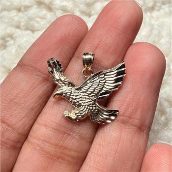 14K Yellow Gold Eagle Pendant With Yellow Gold 2.7mm Cuban Chain - 22 Inch