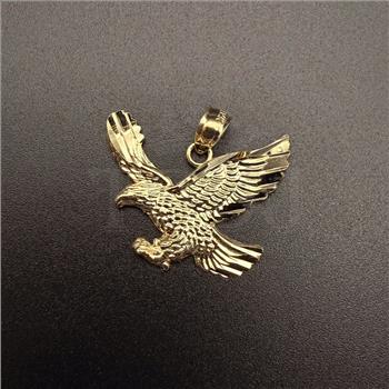 14K Yellow Gold Eagle Pendant With Yellow Gold 2.7mm Cuban Chain - 22 Inch