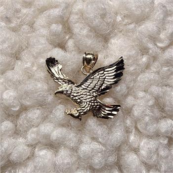 14K Yellow Gold Eagle Pendant With Yellow Gold 2.7mm Cuban Chain - 24 Inch