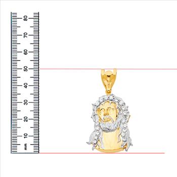 14K Two Tone Gold Jesus Christ Head Pendant