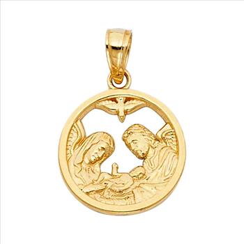 14K Yellow Gold Baptism Cut Out Pendant