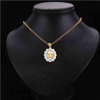 14K Tri Color Gold Religious Mi Bautizo Pendant Oval   Pendant