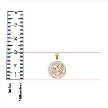 14K Tri Color Gold Religious SMi Bautizo Pendant Round amp Pendant