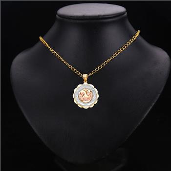 14K Tri Color Gold Religious SMi Bautizo Pendant Round amp Pendant