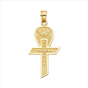 14K Yellow Gold Communion Cross Pendant