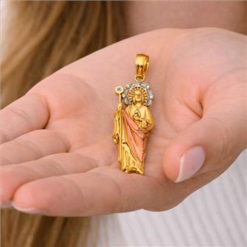 14K Tri Color Gold San Judas Pendant