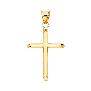 14K Yellow Gold Religious Cross Pendant - 22 mm X 17 mm