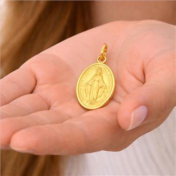 14K Yellow Gold Virgin Mary Medal