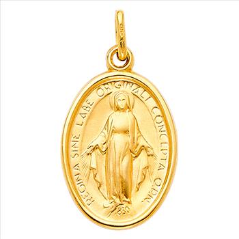 14K Yellow Gold Virgin Mary Medal