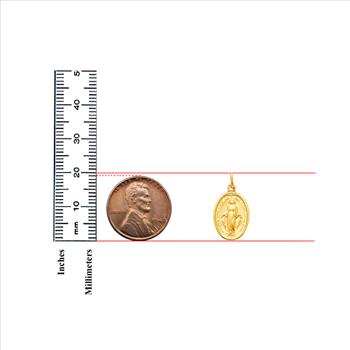 14K Yellow Gold Virgin Mary Medal