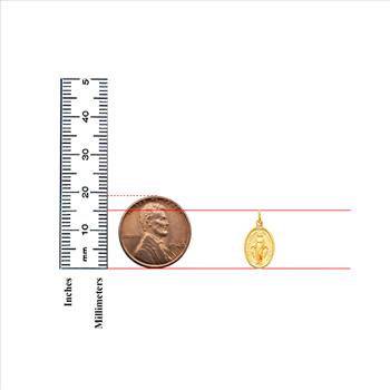 14K Yellow Gold Virgin Mary Medal Pendant