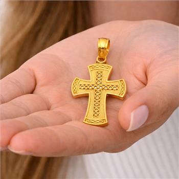 14K Yellow Gold Cross Pendant