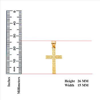  14K Yellow Gold Cross Religious Pendant - 26 mm X 15 mm