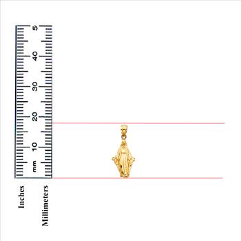 14K Yellow Gold Religious Milagrosa Pendant - 18 mm X 11 mm