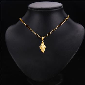 14K Yellow Gold Religious Milagrosa Pendant - 18 mm X 11 mm