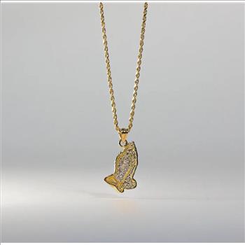 14K Yellow Gold Religious Praying Hand Pendant - 17 mm X 15 mm