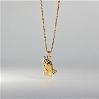 14K Yellow Gold Religious Praying Hand Pendant - 17 mm X 15 mm