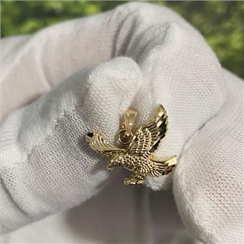14K  Yellow Gold Eagle Pendant - Height : 17 mm  Width : 21 mm