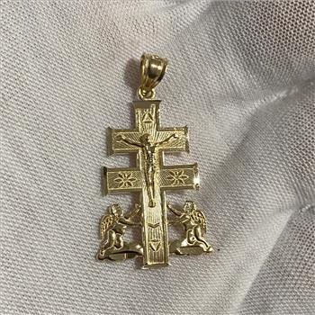 14K  Yellow Gold Cross of Caravaca Pendant