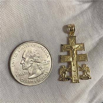 14K  Yellow Gold Cross of Caravaca Pendant