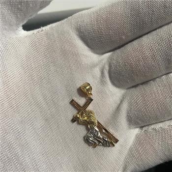 14K Tri Color Gold Religious Pendant