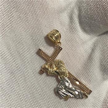 14K Tri Color Gold Religious Pendant