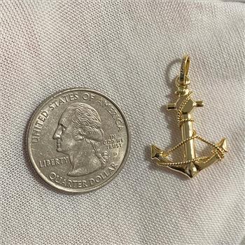 14K  Yellow Gold Anchor Pendant