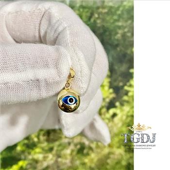14K Yellow Gold Evil Eye Pendant